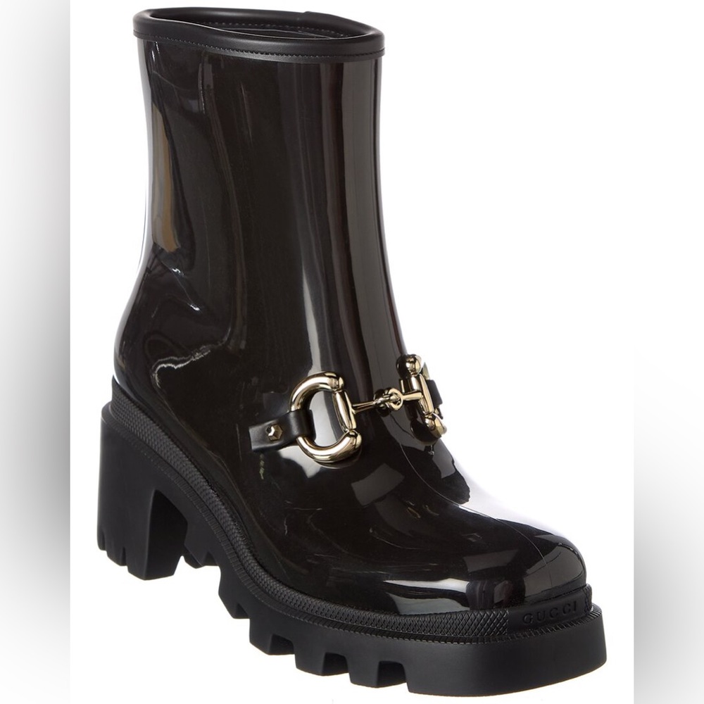 Gucci Trip Horsebit-Detailed Rubber Rain Boots Size 5